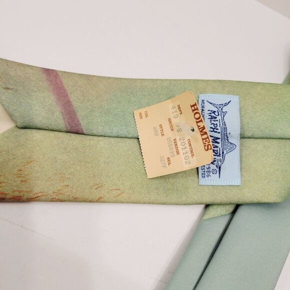 Vtg 80s Ralph Marlin Novelty Mens Golf Tie Hole Shot Green USA Made Father's Day - Picture 2 of 3